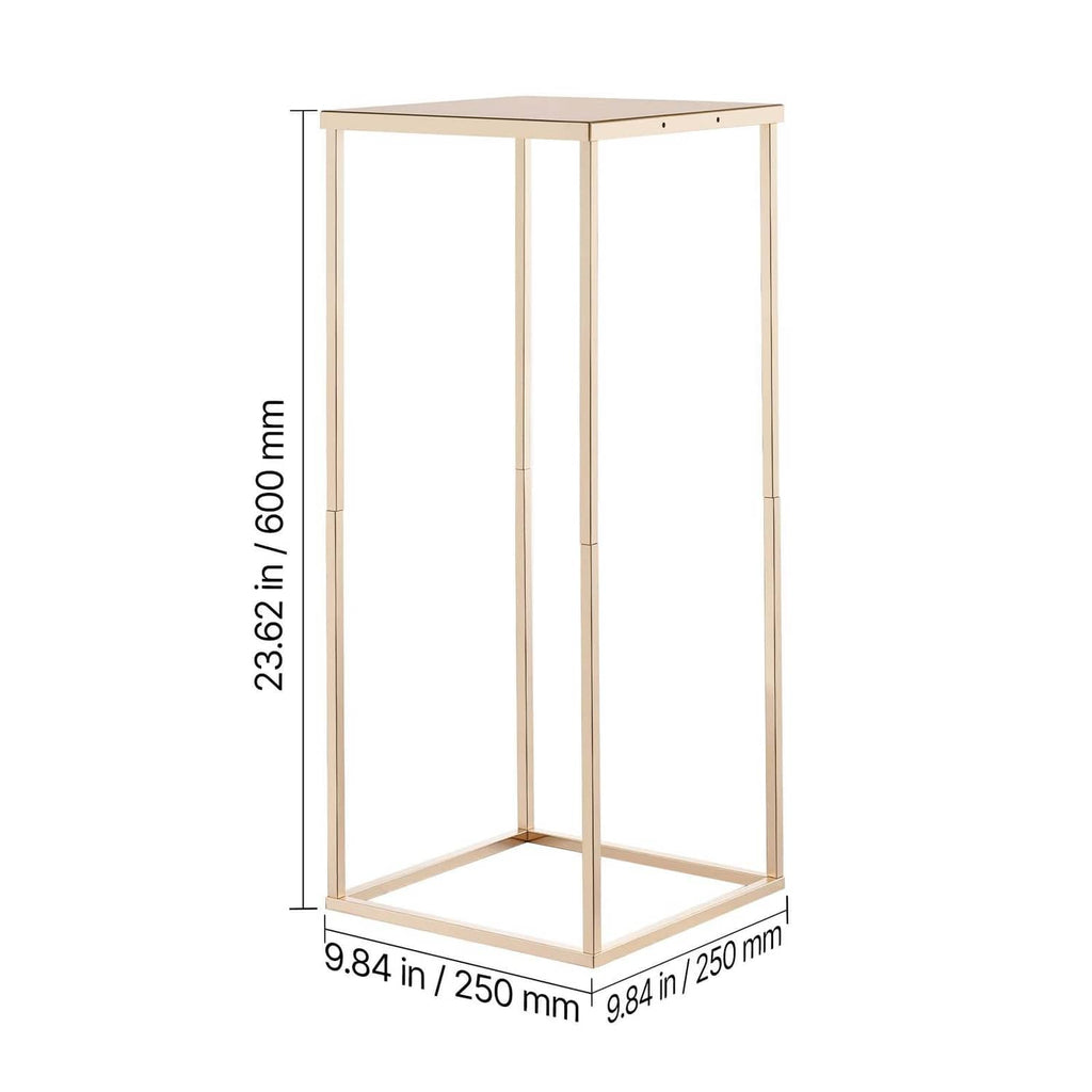 Gold-tone rectangular flower stand frame with open base and top platform
