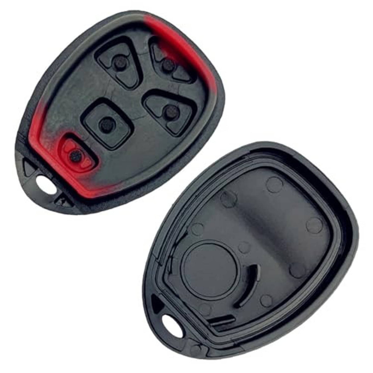Key fob shell interior parts: back cover and button-side insert with posts