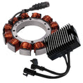 Motorcycle stator and rectifier, copper coil windings with black wire harness