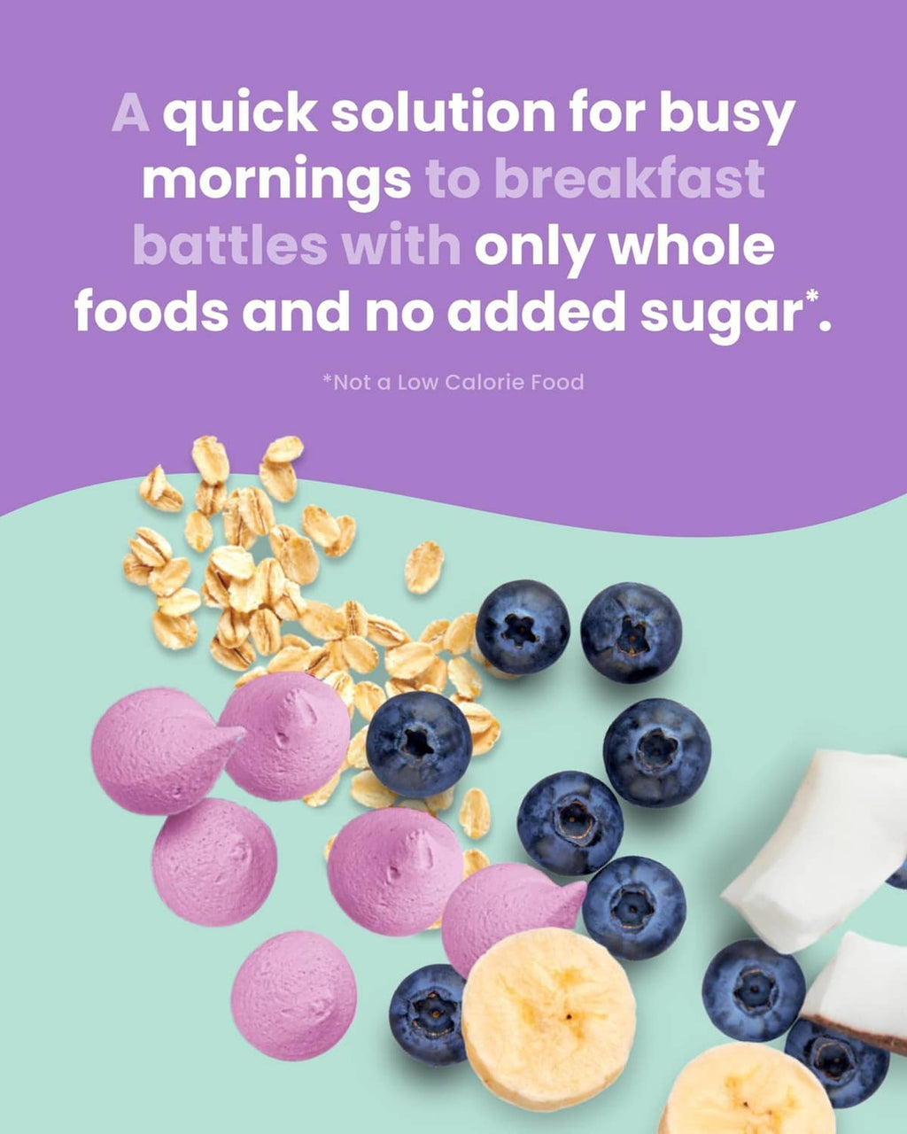 Purple oat melts with blueberries and oats for breakfast snacking
