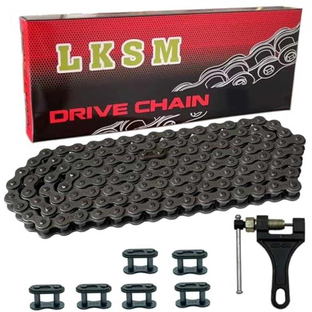 Black 420 motorcycle drive roller chain with chain breaker tool and link pins