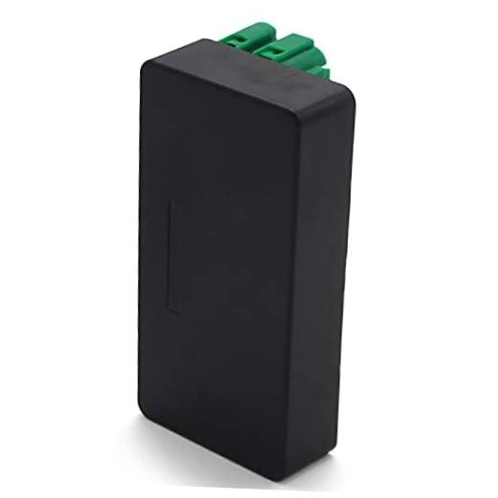 Black CDI igniter box with green connector tabs visible at the top
