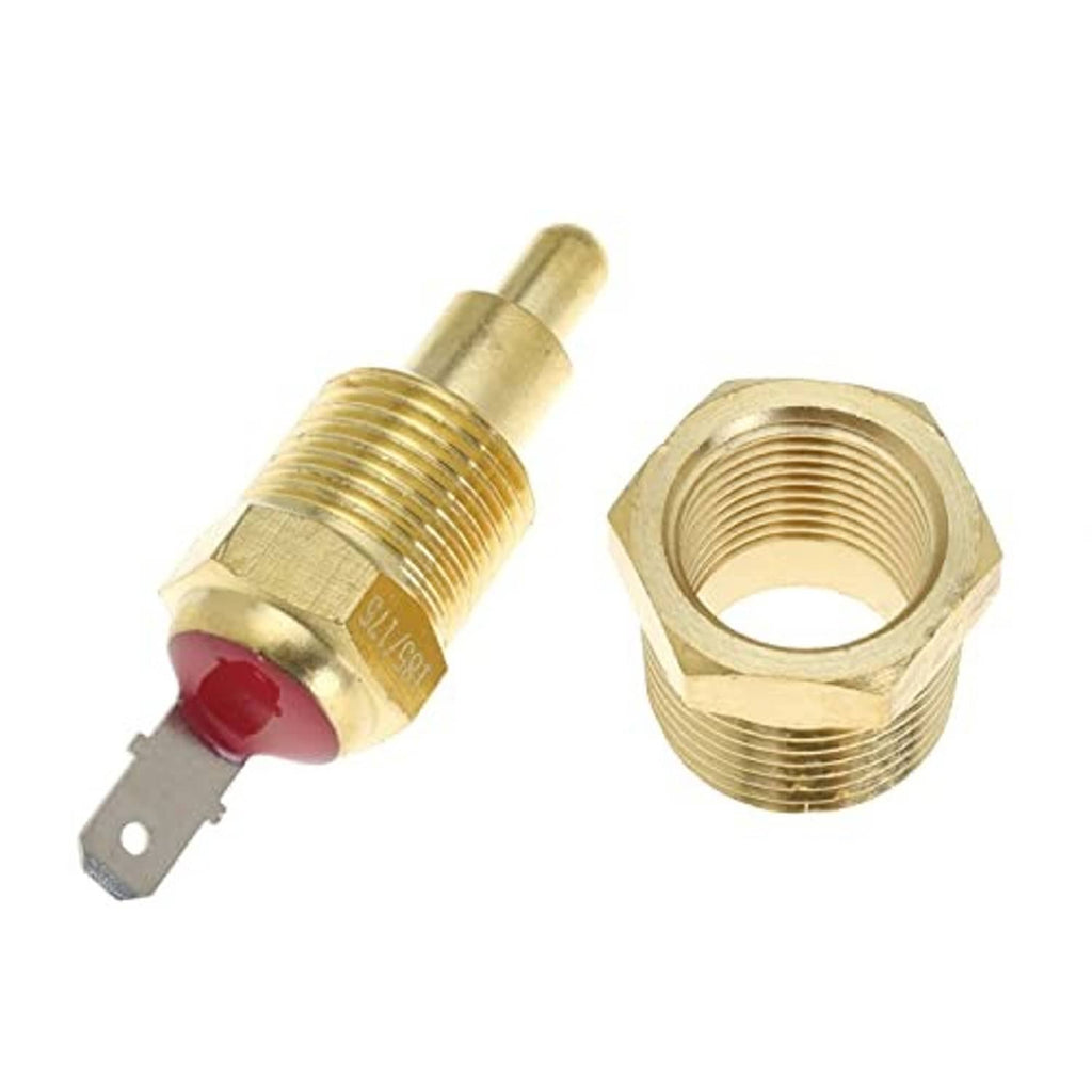 Brass temperature sensor switch with threaded body and two-wire spade connector