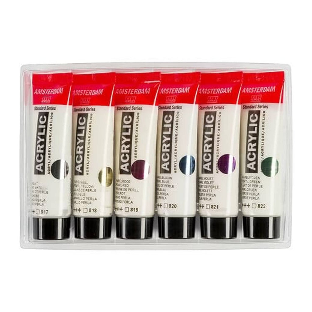 Amsterdam Standard Series acrylic paint tubes set, six colors in individual bottles