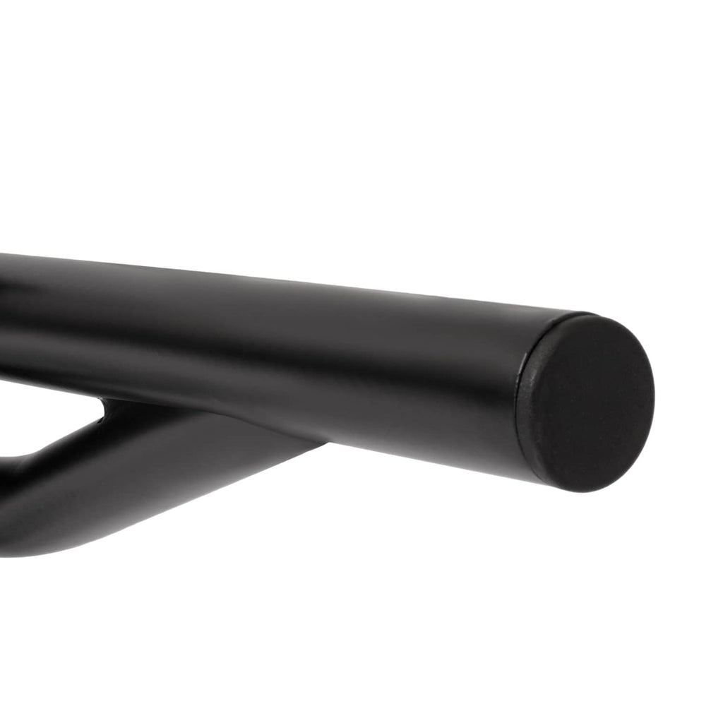 Black tubular bar end on brush guard frame