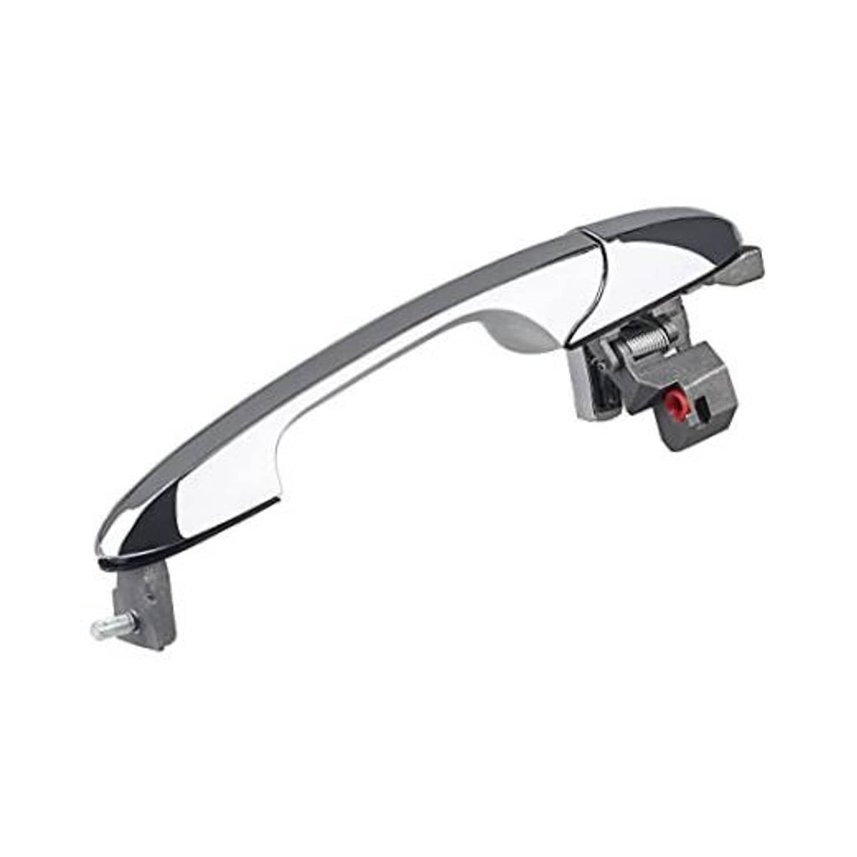 Front right chrome exterior door handle with mounting hardware and latch base