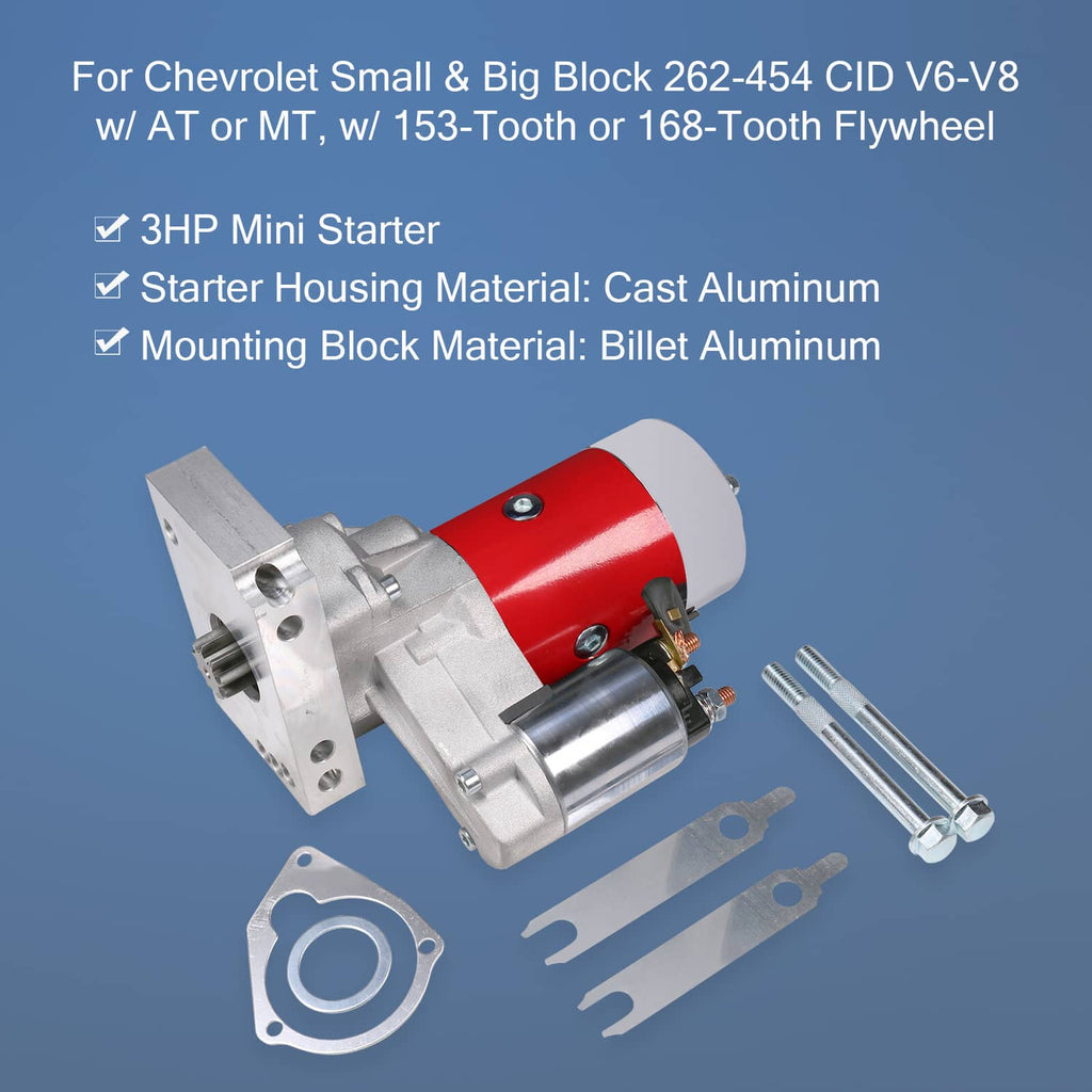 Red mini starter kit with aluminum mounting block and included bolts