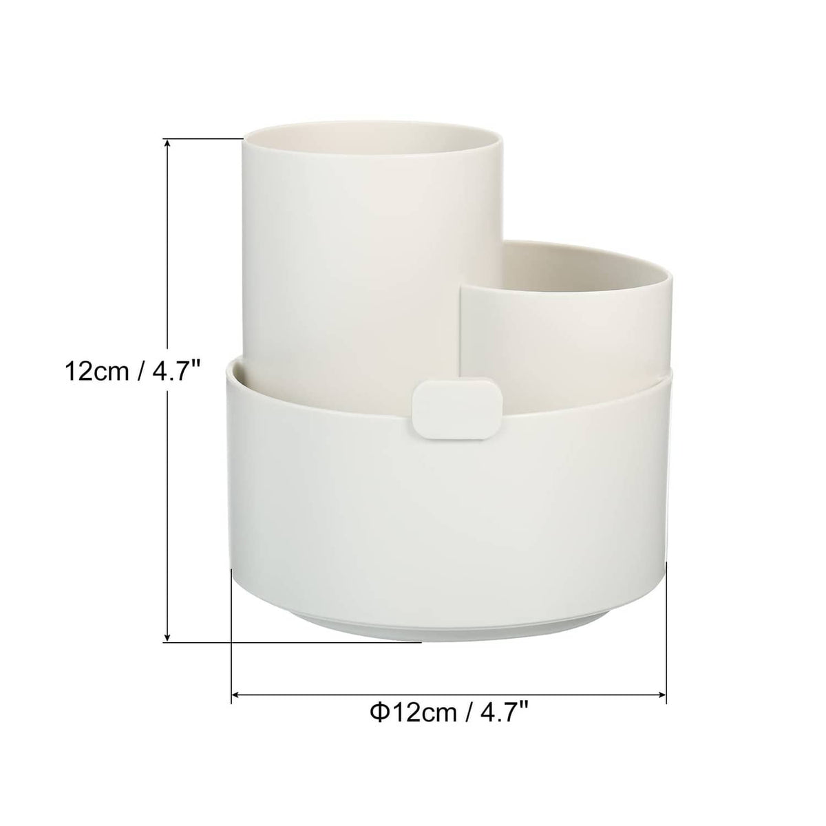 Rotary off-white plastic pen holder with 3 slots and swivel base