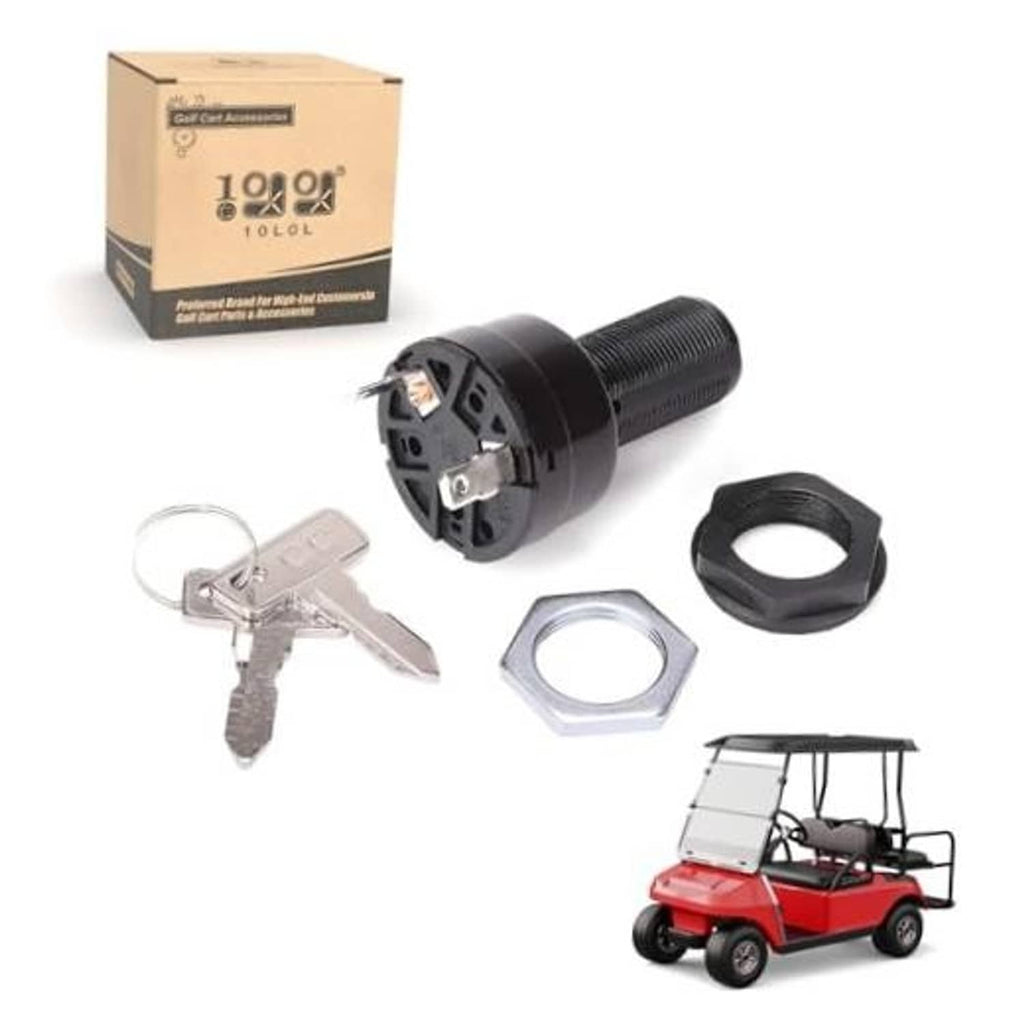 Golf cart ignition starter switch with 2 keys, hex nut, and rubber ring