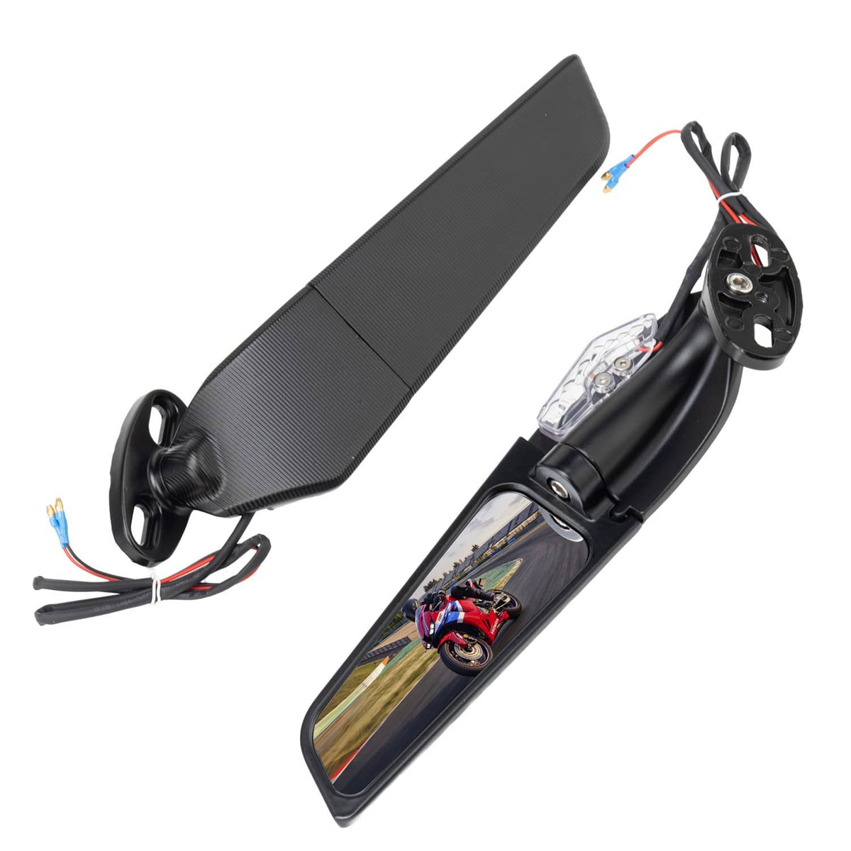RivetOak Rearview Wind Wing Mirrors W/ Turn Signals For Suzuki GSXR600 GSXR750 GSXR250R