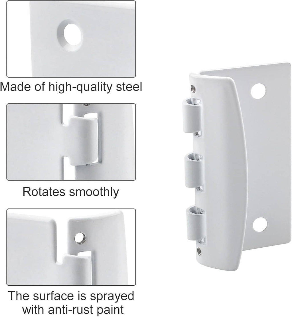 White steel flip action door lock with rotating latch and anti-rust coated plates