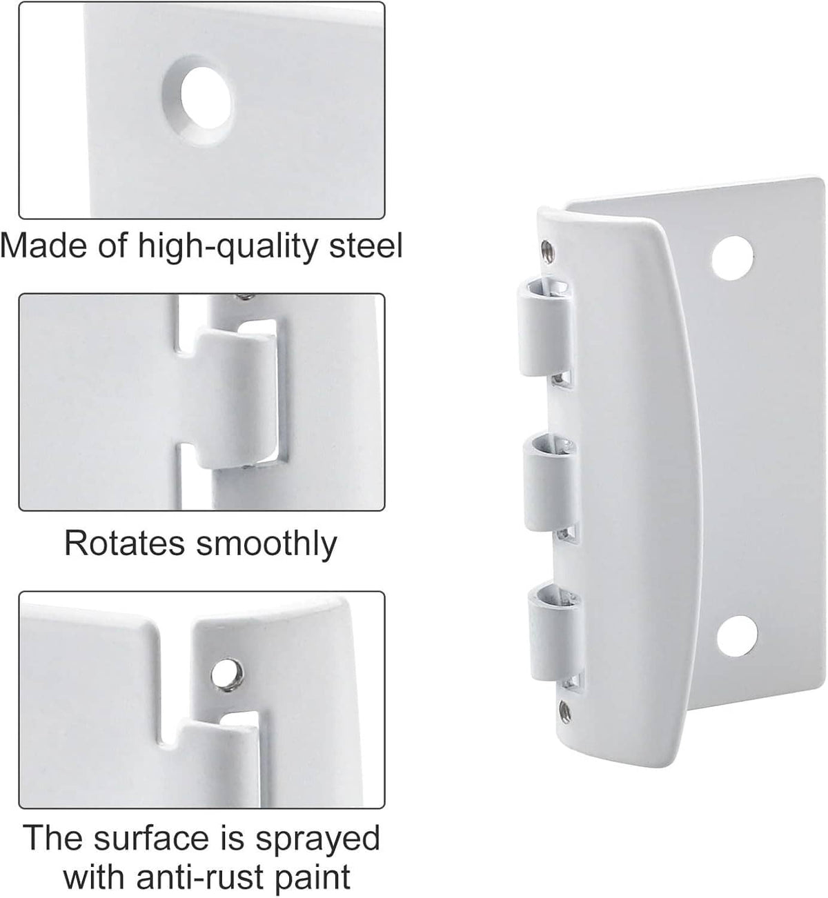 White steel flip action door lock with rotating latch and anti-rust coated plates