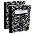 Black composition notebooks, hard cover, college-ruled pages, black-and-white cover print