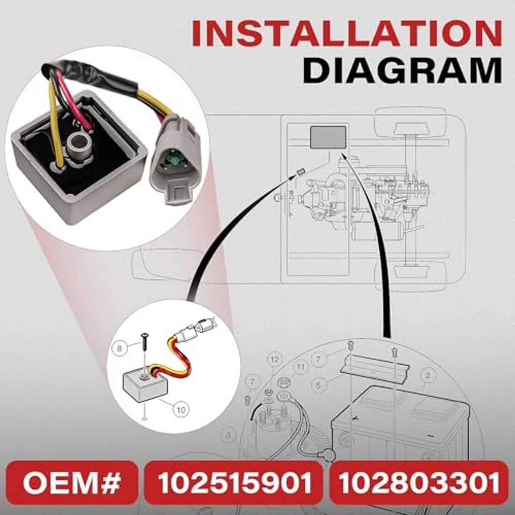 Voltage regulator rectifier with wiring harness, showing installation diagram layout