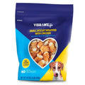 VibrantLife chicken dog treat bag with heart window showing biscuit treats