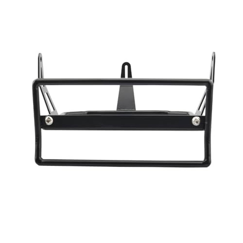 Motorcycle luggage rack headlight guard bracket, black rectangular frame with center support