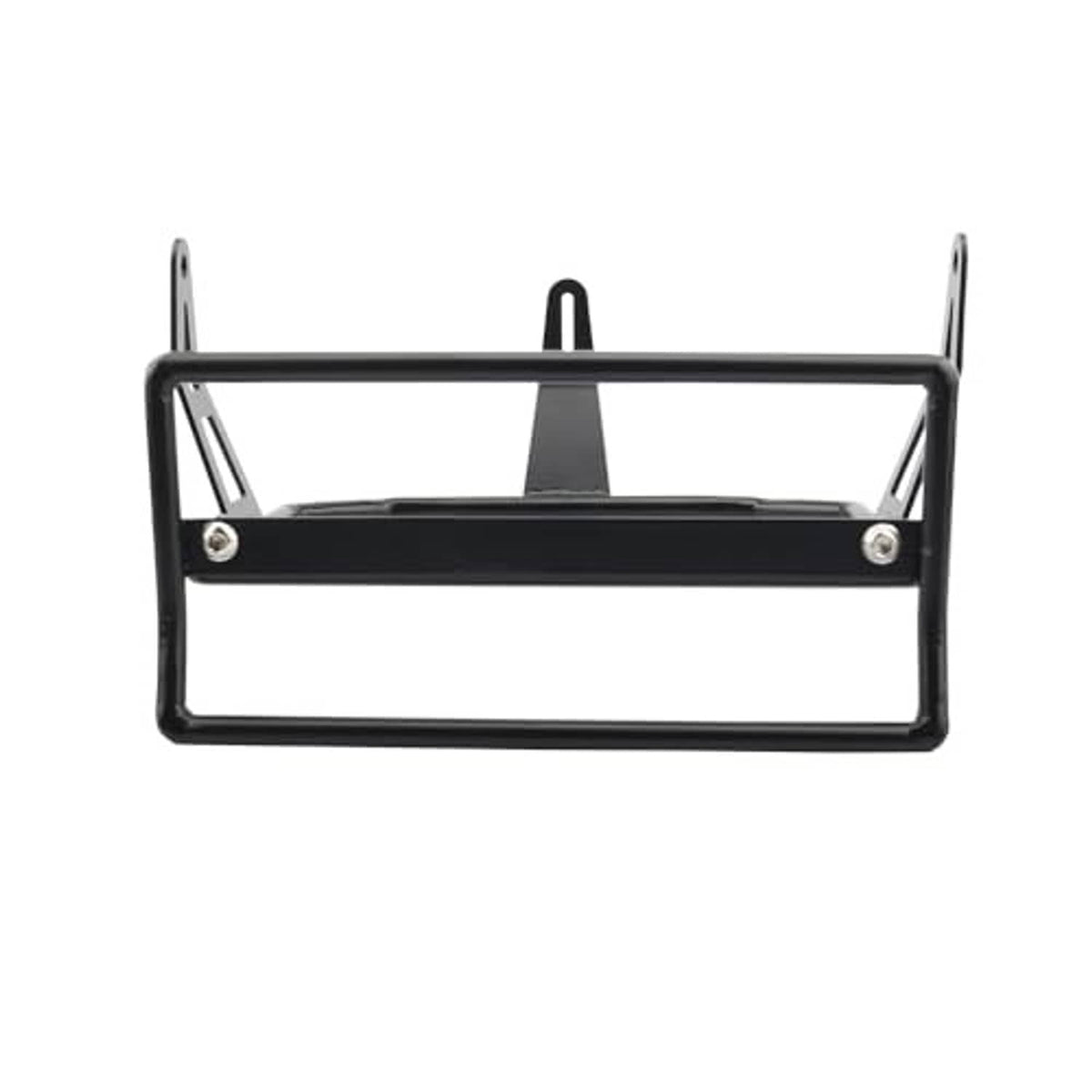 Motorcycle luggage rack headlight guard bracket, black rectangular frame with center support