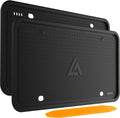 Black silicone license plate frame, textured border with four mounting holes