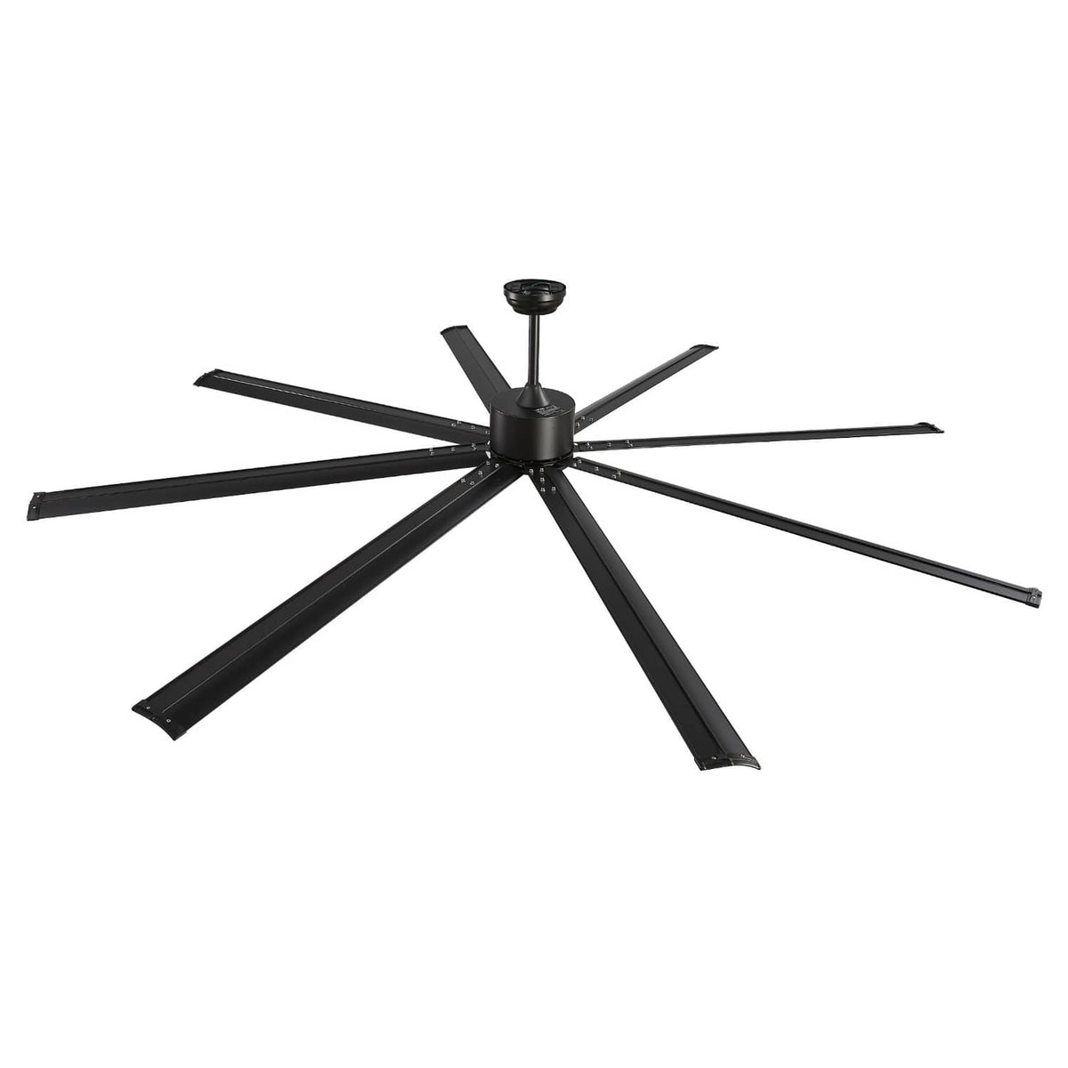 Black 96 in aluminum ceiling fan with 8 blades, no light