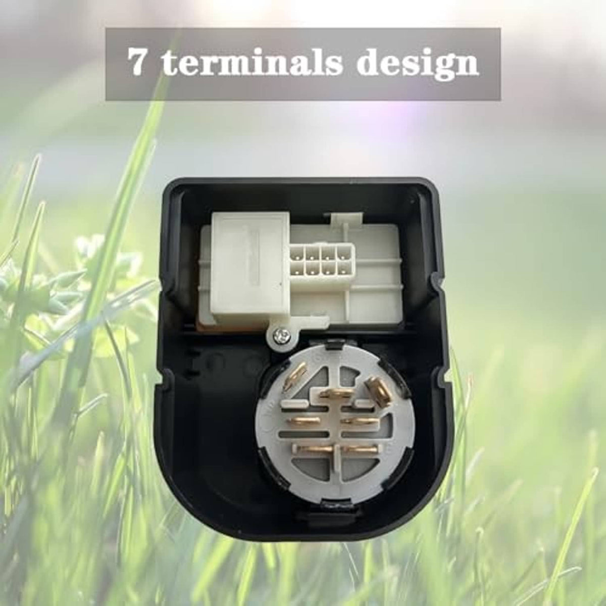 Ignition switch module open interior with 7-pin connector block and circular contact plate