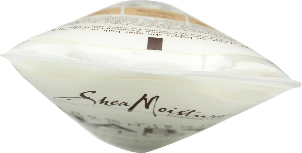 SheaMoisture baby lotion in a clear flexible pouch with printed front