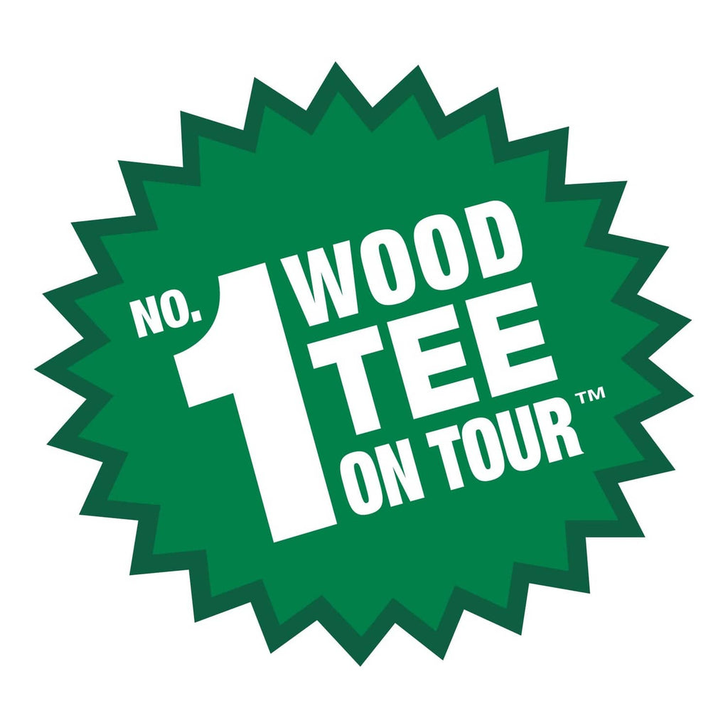 No.1 wood tee badge: “Wood Tee on Tour” graphic for Pride Golf Tee.