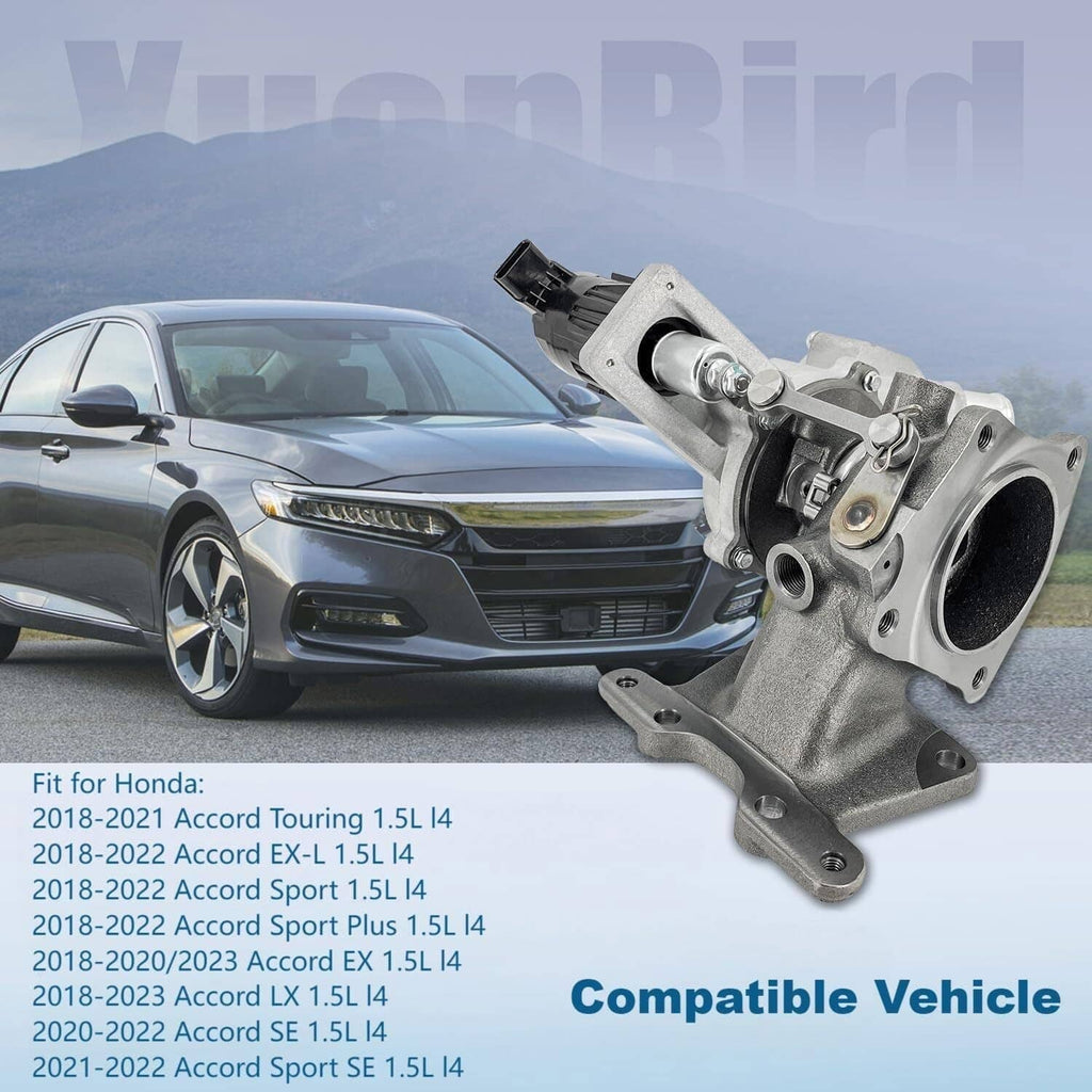 Turbocharger with actuator, silver housing and black electrical connector.