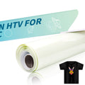 Sublimation HTV vinyl roll, light mint sheet backing with glossy printed transfer and T-shirt