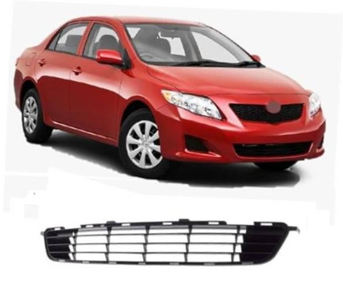 Front bumper grille, black with chrome horizontal slats for 2009–2010 sedan