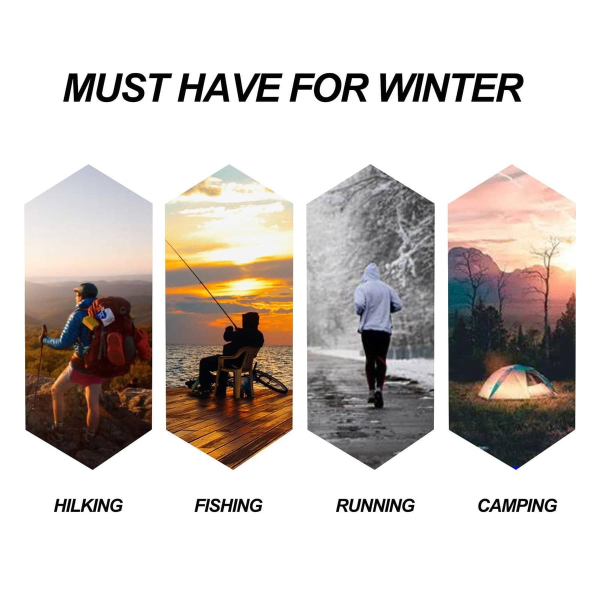 Winter activity graphic featuring a baseball cap