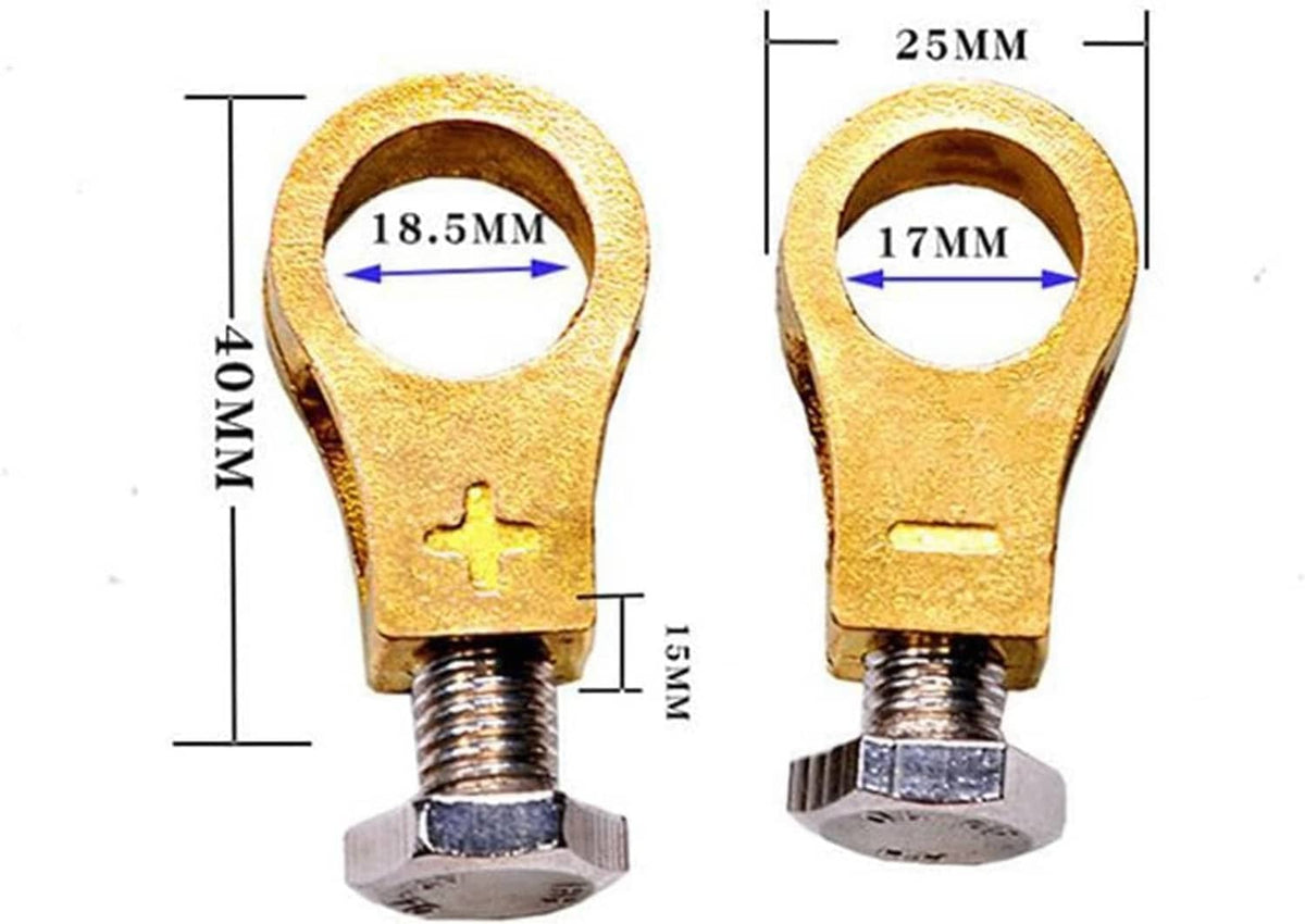 Pure copper battery terminal clamp size diagram with 18.5mm and 25mm measurements