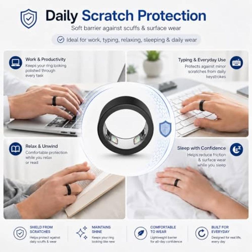 Silicone ring cover protector in black with visible sensor window
