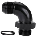 Black 90-degree AN ORB male elbow fitting with O-ring, 10AN to 10AN