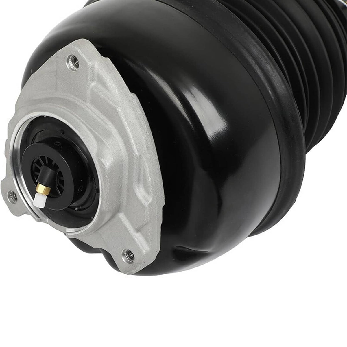 Front air suspension strut assembly head with circular air fitting and black housing