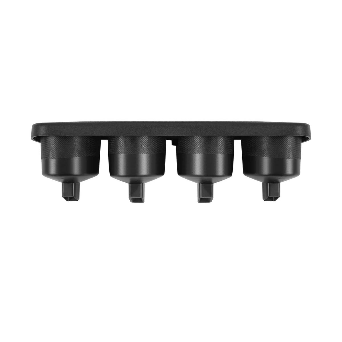 Dash cover front section with four raised cup-holder openings and textured surface