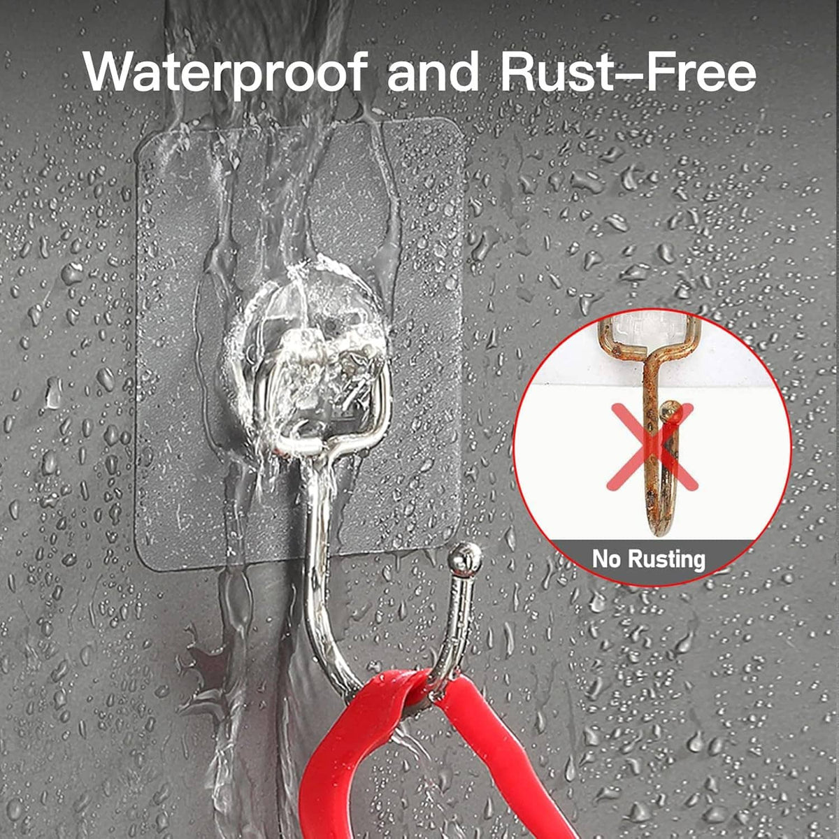 Stainless steel wall hook with curved hook, water-resistant design