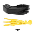 Mulching kit blade set with black cover and yellow mulching blades, plus small hardware piece