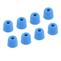 Blue foam ear tips for earbuds, replacement set of rounded tips with center opening
