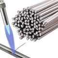 Aluminum welding rods bundle with torch flame and bright welding arc