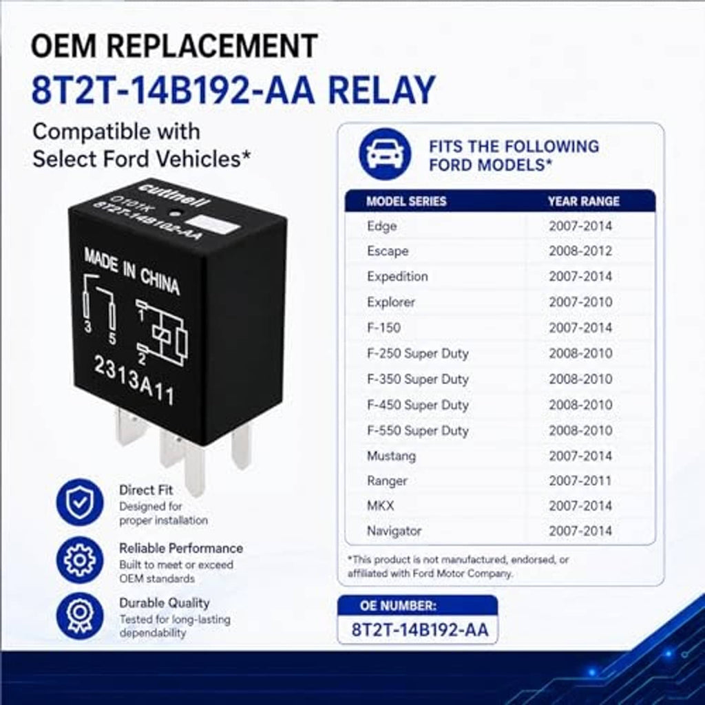 Black 4-pin relay with metal prongs, marked 2313A11 and 8T2T-14B192-AA