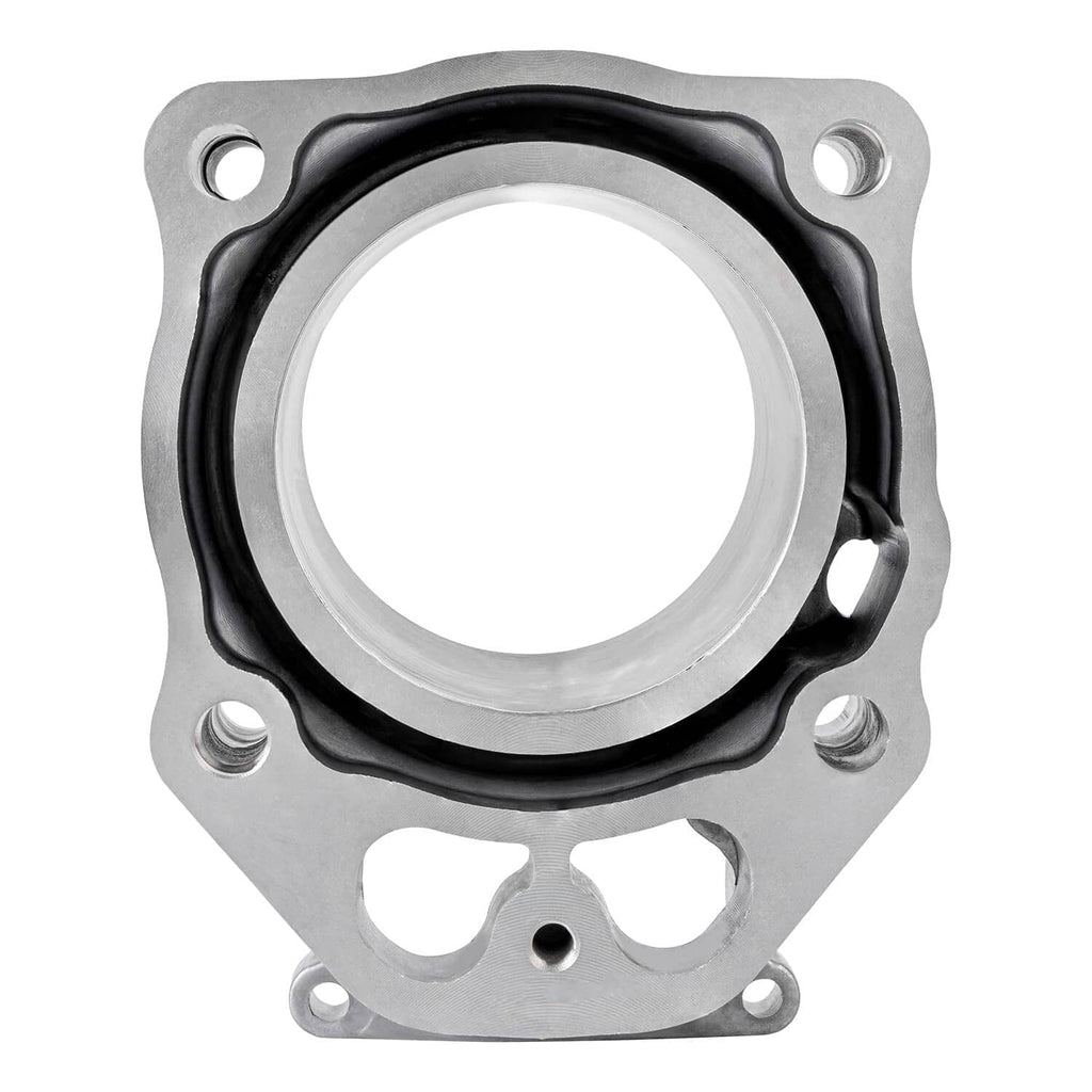 ATV cylinder top end kit with round cylinder opening and black rubber gasket seal