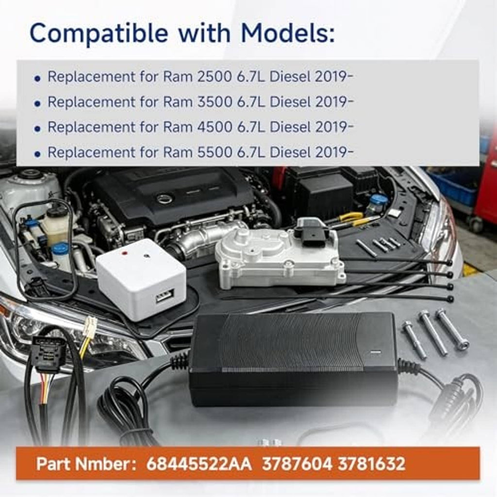 Turbocharger actuator kit in engine bay with silver actuator, black controller, and wiring
