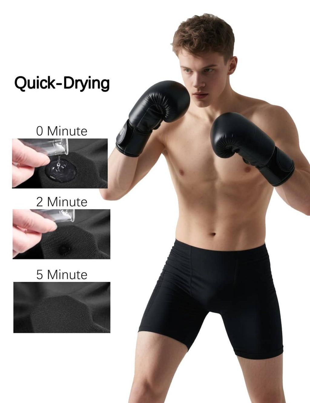 Men's black sports compression shorts, mid-thigh length, supportive stretch fit