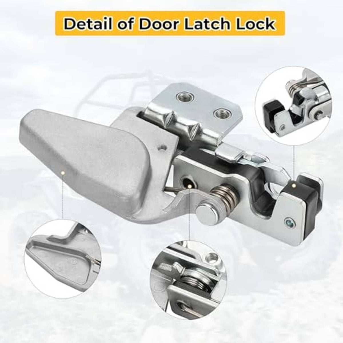 Metal door latch lock with lever, mounting plate, springs, and latch tab