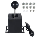 Black USB sim racing gear shifter with round shift knob and square mounting base