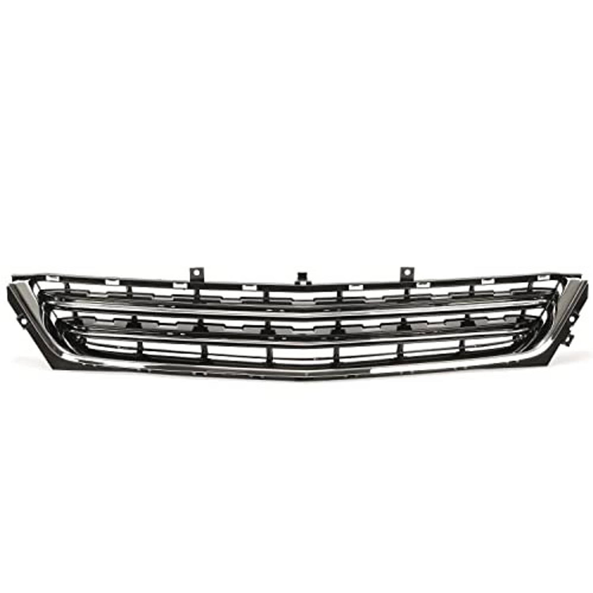Front lower bumper grille with black slat pattern and chrome frame, wider view