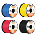 16-gauge automotive primary wire spool assortment: blue, yellow, red, black, 100 ft each