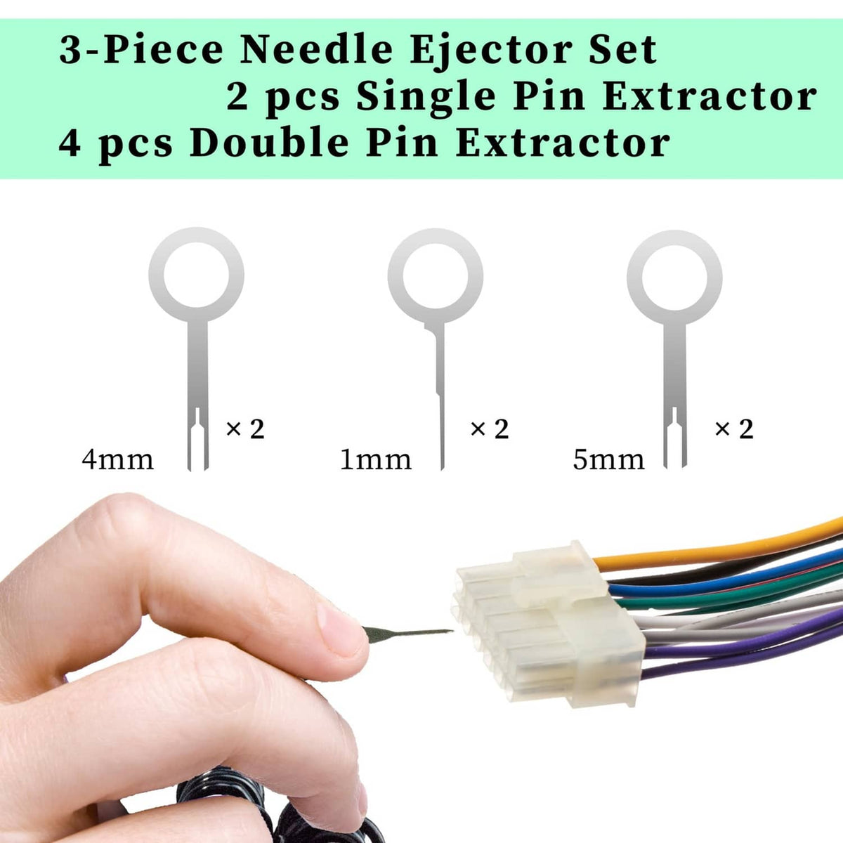 Needle ejector pin extractor tools set with hand holding connector for depinning