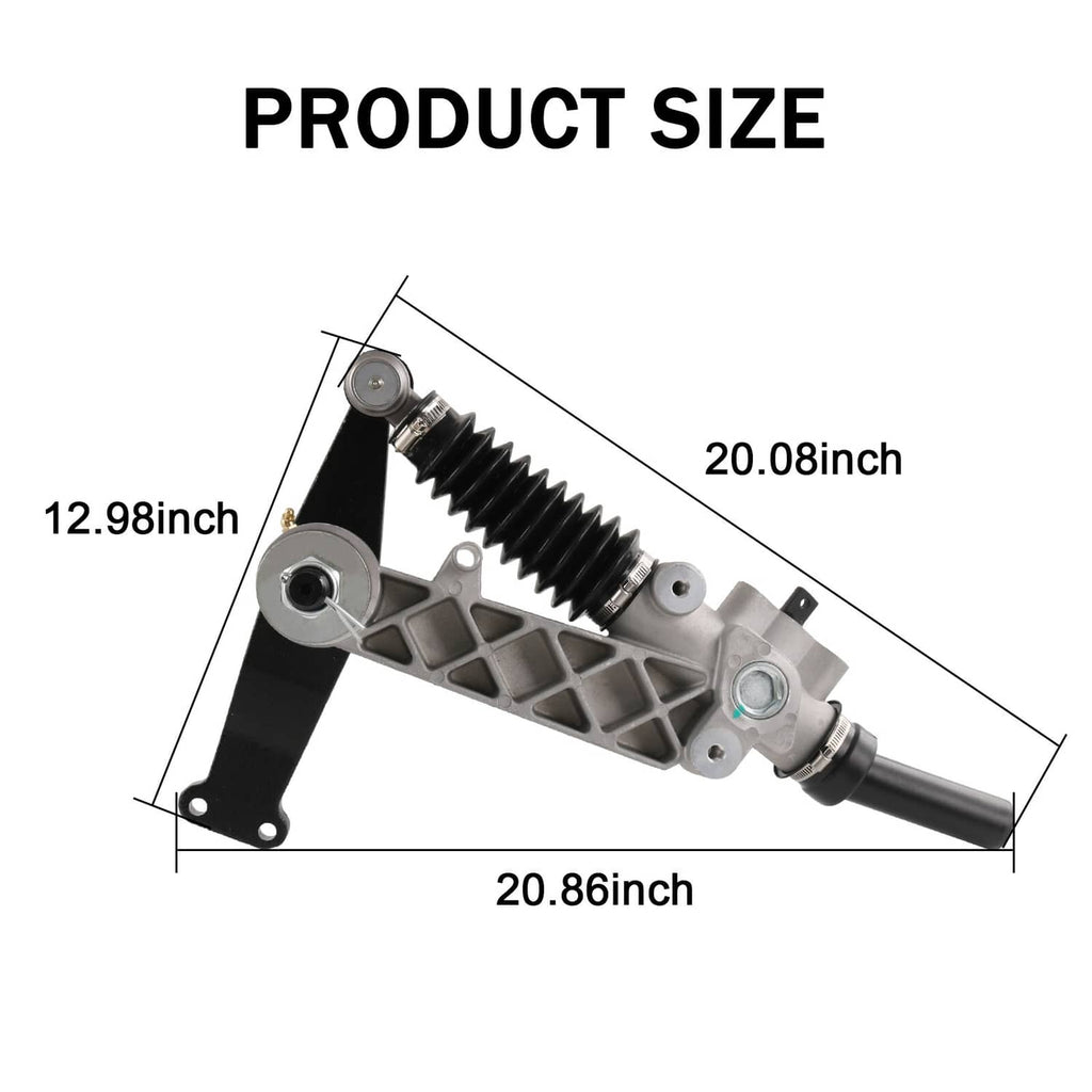 Steering gear box assembly with measuring dimensions and extended tie rod