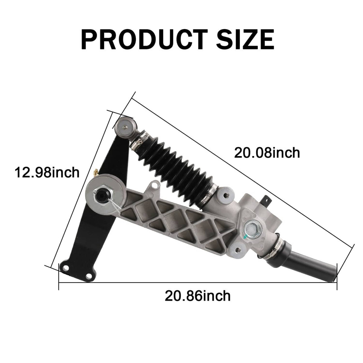 Steering gear box assembly with measuring dimensions and extended tie rod